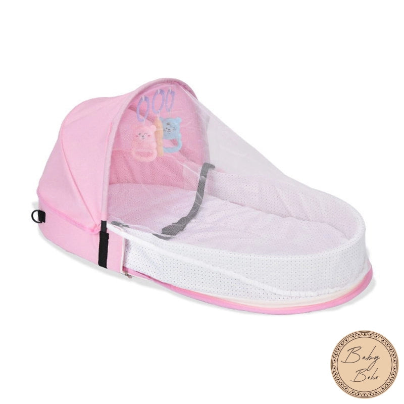 BABYBOHO ורוד BABYBOHO עריסה ניידת עם רשת יתושים לתינוק