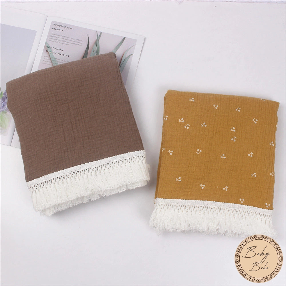 BABYBOHO 100X120 ס"מ / 1 BABYBOHO שמיכת כותנה בוהו לתינוק