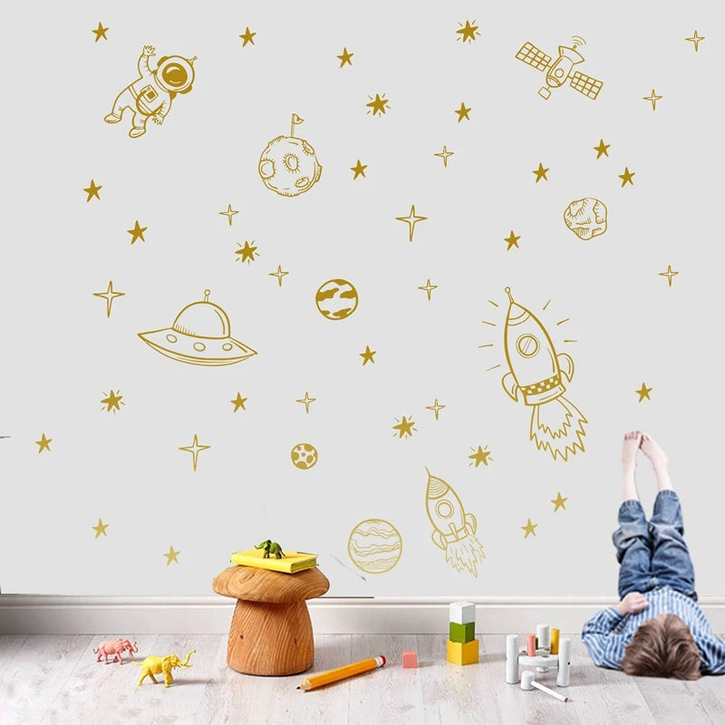 BABYBOHO כחול BABYBOHO Home Decor מדבקות קיר חלל צבע אחיד לחדר תינוק