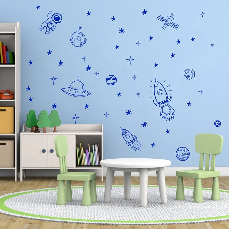 BABYBOHO כחול BABYBOHO Home Decor מדבקות קיר חלל צבע אחיד לחדר תינוק