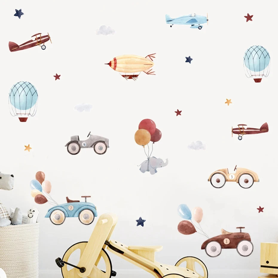 BABYBOHO מכוניות BABYBOHO Wall Decals מדבקות קיר מכוניות ומטוסים לחדר תינוק