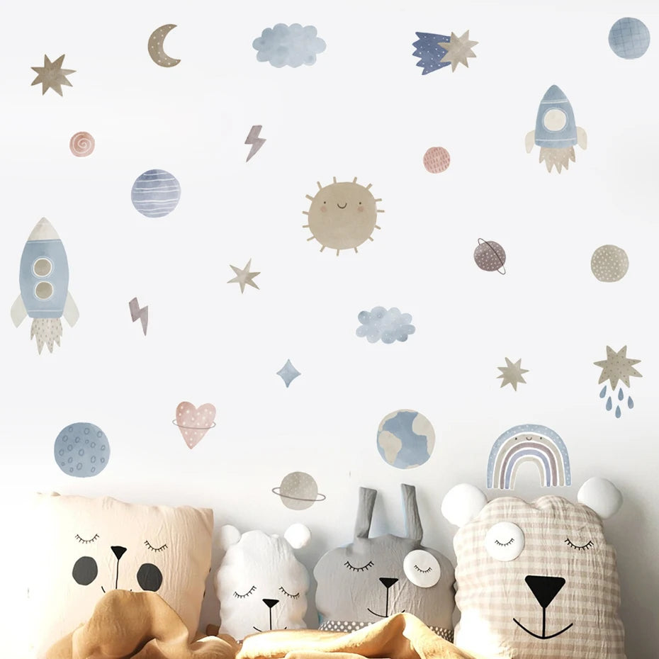 BABYBOHO Default Title BABYBOHO Wall Decor מדבקות קיר כוכבי לכת וחלליות בסגנון בוהו לחדר תינוק