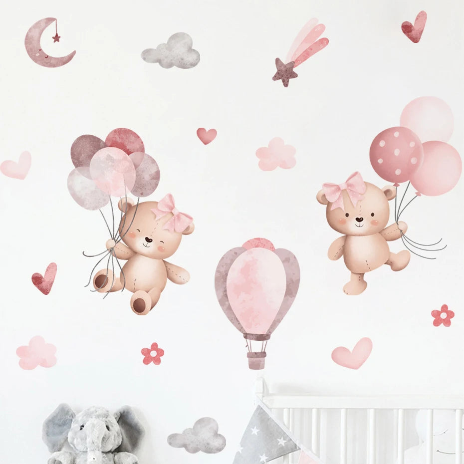 BABYBOHO SL3503A BABYBOHO Decor מדבקות קיר בוהו איורים ורודים לחדר תינוק