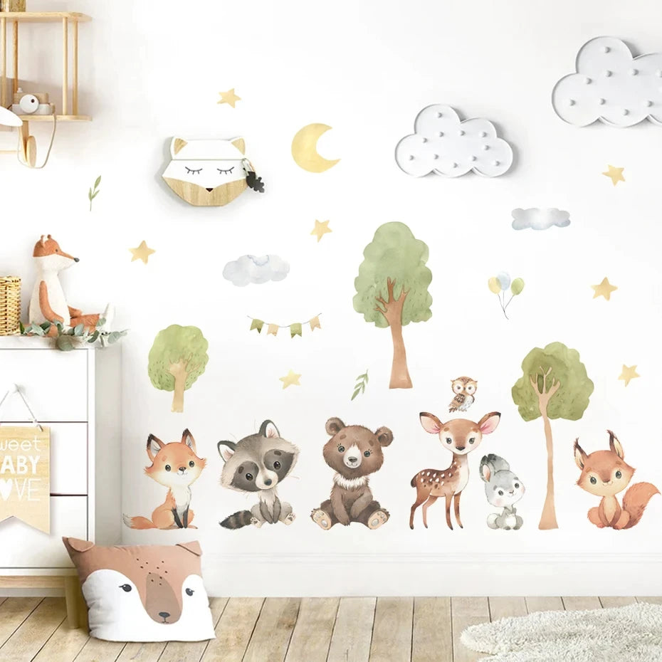 BABYBOHO 1 BABYBOHO Home Decor מדבקות קיר בוהו חיות יער לחדר תינוק