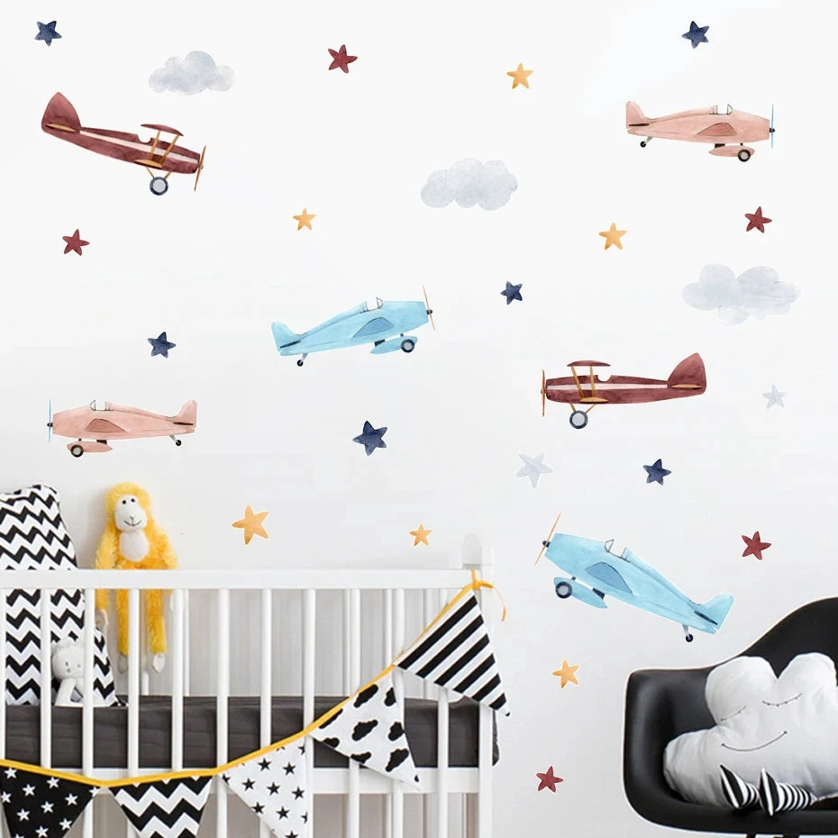 BABYBOHO מכוניות BABYBOHO Wall Decals מדבקות קיר מכוניות ומטוסים לחדר תינוק