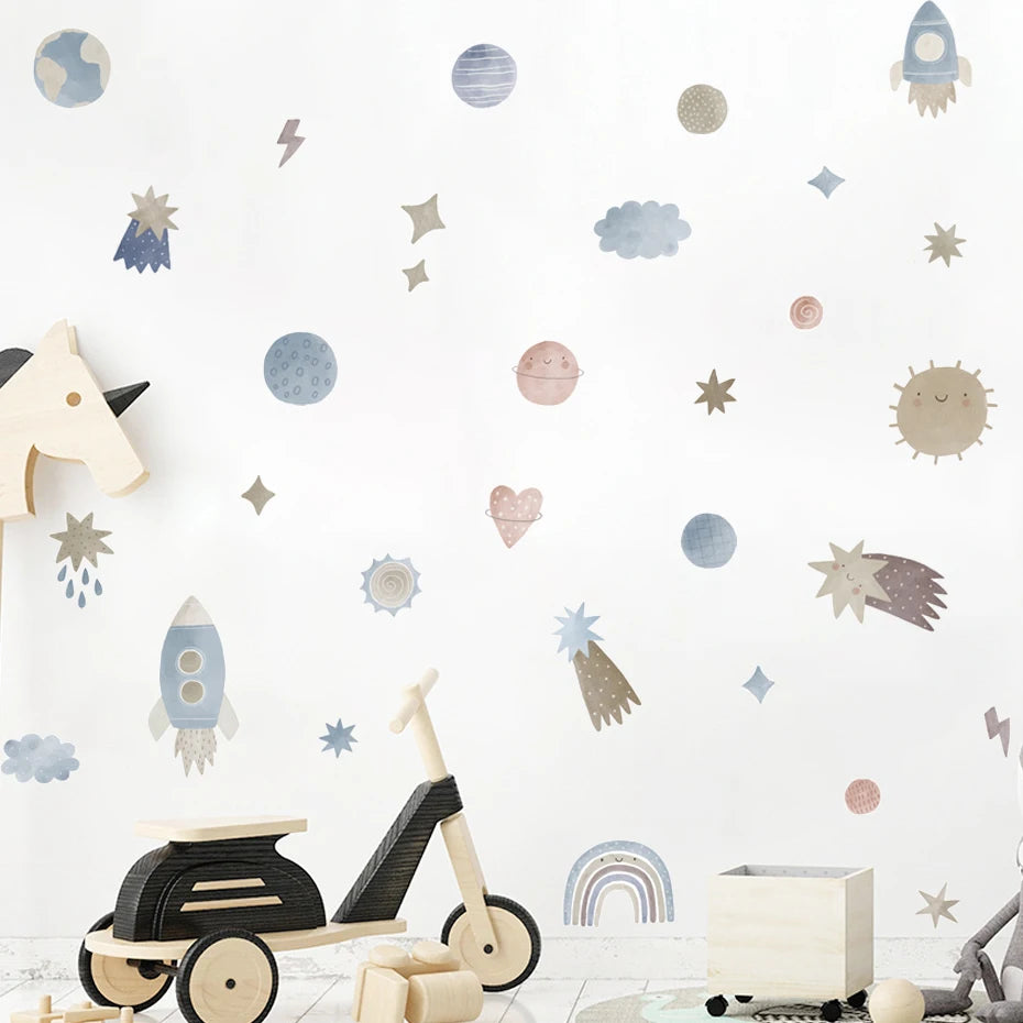 BABYBOHO Default Title BABYBOHO Wall Decor מדבקות קיר כוכבי לכת וחלליות בסגנון בוהו לחדר תינוק