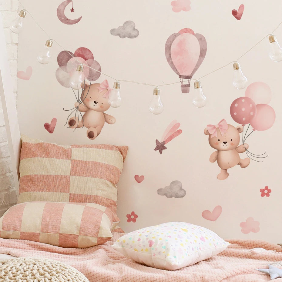 BABYBOHO SL3503A BABYBOHO Decor מדבקות קיר בוהו איורים ורודים לחדר תינוק